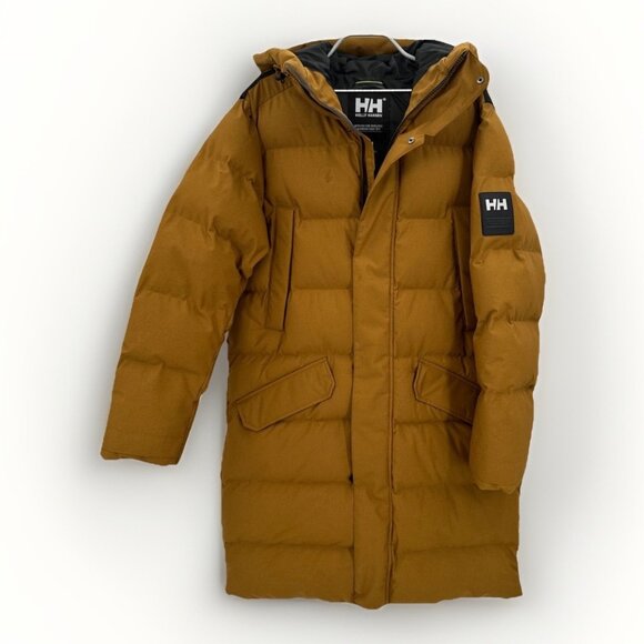 Helly Hansen Men's Alaska Parka size M Full Zip with Hood Mid-Length Cumin *read - Picture 1 of 16